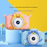 Digital Camera with Cute Cat Silicone Case - Dual Lens, 96MP, HD Screen & Music Playback(blue) - Side View