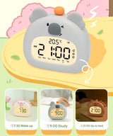 Cute Animal Digital Alarm Clock with Night Light, Temperature & Countdown Timer(Blue elephant) - Side View