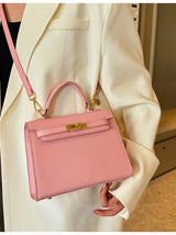Elegant PU Leather Top Handle Satchel Bag - Versatile Crossbody & Shoulder Bag(pink)