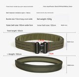 Dual Layer Quick Release Tactical Belt - Attachment System, Alloy Cobra Buckle, Adjustable Nylon(Military green) - Top-Down View