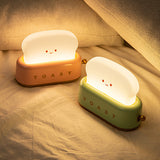 Adorable Toast-Shaped LED Night Light - Dimmable, Timer, USB-C Rechargeable, Long Battery Life(pink) - Front View