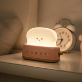 Adorable Toast-Shaped LED Night Light - Dimmable, Timer, USB-C Rechargeable, Long Battery Life(pink) - Top-Down View