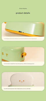 Adorable Toast-Shaped LED Night Light - Dimmable, Timer, USB-C Rechargeable, Long Battery Life(Green) - 45-Degree Angle