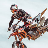 Professional Motocross & Ski Goggles - HiPER Lens, TPU Frame(Black frame with white belt and blue lens) - 45-Degree Angle