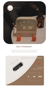 Adorable Toast-Shaped Digital Alarm Clock with Night Light & Phone Stand - Multifunctional Kids Clock(brown) - 45-Degree Angle