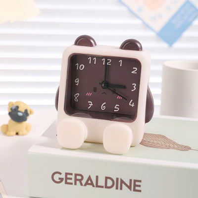 Adorable Cartoon Animal Alarm Clock - Silent Quartz Movement, Loud Alarm, Battery Operated(White Brown)