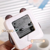 Adorable Cartoon Animal Alarm Clock - Silent Quartz Movement, Loud Alarm, Battery Operated(White Brown) - Front View