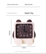 Adorable Cartoon Animal Alarm Clock - Silent Quartz Movement, Loud Alarm, Battery Operated(White Brown) - Side View