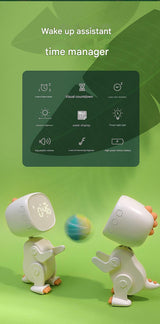 Adorable Dinosaur Alarm Clock & Visual Timer - Kids' Wake-Up Helper with Night Light & Multiple Ringtones(pink) - Front View