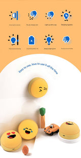 Fun Emoji LED Night Light - Tap Control, 7 Changing Options, 3 Brightness Levels & Magnetic Mount(Infatuated expression) - Top-Down View