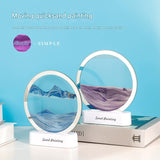 Moving Sand Art Picture with LED Night Light Base - USB Powered, Relaxing Desktop Decor(Purple) - Front View
