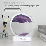 Moving Sand Art Picture with LED Night Light Base - USB Powered, Relaxing Desktop Decor(Purple) - Side View