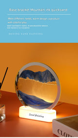 Moving Sand Art Picture with LED Night Light Base - USB Powered, Relaxing Desktop Decor(Purple) - Top-Down View