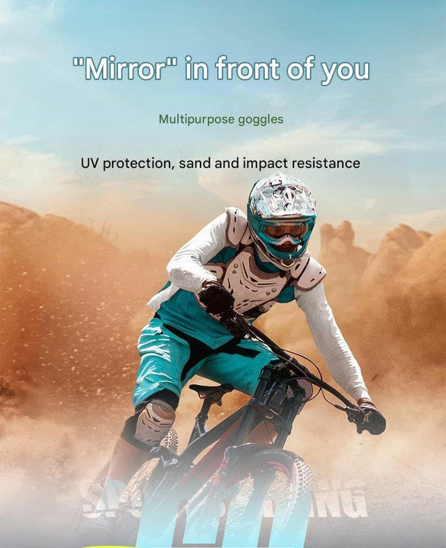Panoramic Outdoor Sports Goggles - UV Protection, Windproof, Anti-Fog & Impact Resistant(Cyan-green frame + green film)