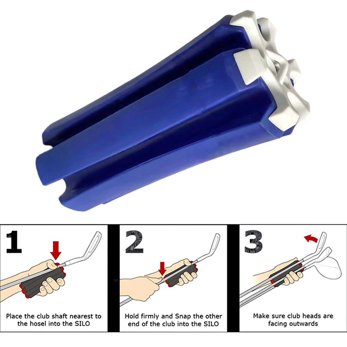 Portable Golf Club Carrier SILO - Holds 3 Clubs, Lightweight & Easy to Use(Gray blue)
