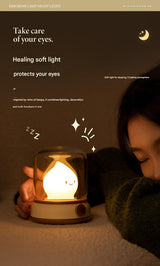 Retro Kerosene Lamp Style LED Night Light - 2 Modes, Dimmable, 15-Min Timer, USB-C Rechargeable(yellow) - Front View