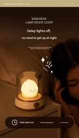 Retro Kerosene Lamp Style LED Night Light - 2 Modes, Dimmable, 15-Min Timer, USB-C Rechargeable(yellow) - Side View