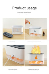 Himalayan Salt Stone Flame Aroma Diffuser & Humidifier - 7 Light Options, Ultrasonic, Auto Shut-Off(black) - Side View
