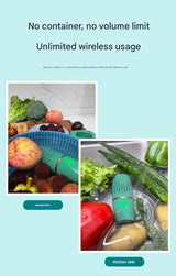 Wireless Fruit & Vegetable Purifier - Electrolytic Cleaning, Removes Residue, IPX7 Waterproof(blue) - Rear View