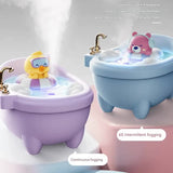 Adorable Bathtub Humidifier with Colorful Night Light - USB-C, 340ml, Auto Shut-Off(Purple Duck) - Front View