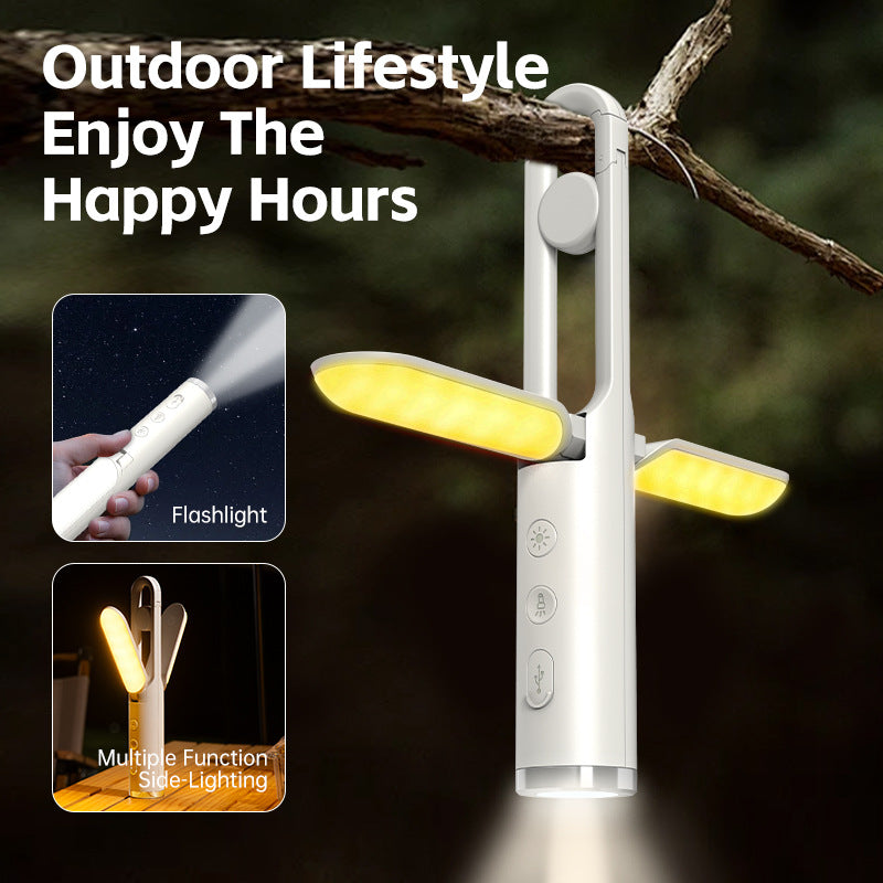 Multi-Function Folding LED Camping Lantern & Flashlight - USB Rechargeable, 3 Light Modes + SOS(Light green)