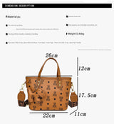 Chic Print Tote Bag with Bear Charm - Versatile Handbag & Crossbody(Pink) - Rear View