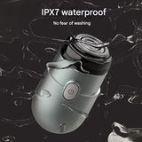 Mini Electric Rotary Shaver - IPX7 Waterproof, 2 Speed Modes, 90-Day Battery Life, USB Rechargeable(Blue) - Side View