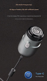 Mini Electric Rotary Shaver - IPX7 Waterproof, 2 Speed Modes, 90-Day Battery Life, USB Rechargeable(Blue) - Top-Down View