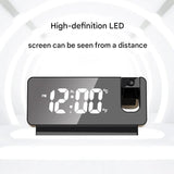 LED Digital Projection Alarm Clock - Temperature, Date, Snooze & 180 Adjustable Projector(White shell color screen) - Front View