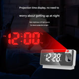 LED Digital Projection Alarm Clock - Temperature, Date, Snooze & 180 Adjustable Projector(Black shell color screen) - Front View