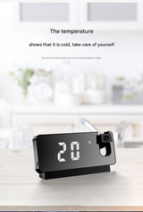 LED Digital Projection Alarm Clock - Temperature, Date, Snooze & 180 Adjustable Projector(Black shell color screen) - 45-Degree Angle