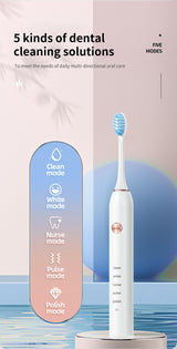 Professional Sonic Electric Toothbrush - 5 Modes, 40000 VPM, 180-Day Battery, IPX7 Waterproof with 4 Brush Heads(white) - 45-Degree Angle