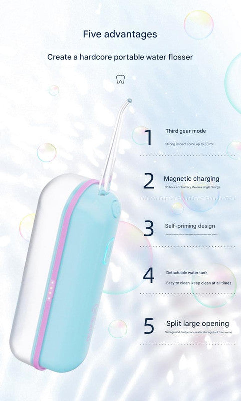 Mini Portable Oral Irrigator - IPX68 Waterproof, UV Sterilization, 3 Modes, Magnetic Charging(Pink)