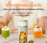 Portable Wireless Juicing Cup - 450ml, 6-Blade Ice Crusher, USB-C Fast Charging Smoothie Blender(green) - Top-Down View