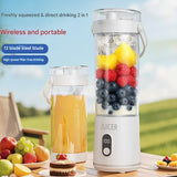 Portable Wireless Juicer Cup - 600ml, 12-Blade, USB-C Rechargeable Smoothie Blender(grey) - Front View