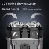 K002 Mini Electric Shaver - 3D Floating Head, IPX7 Waterproof, Type-C Charging, 70 Min Runtime Product Description(Gray) - Front View
