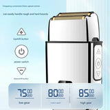 Professional Electric Foil Shaver for Men - 3 Speed Modes, LED Display, USB Rechargeable, Waterproof(silver) - Front View