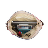 Bohemian Style Canvas Hobo Bag with Tassels & Geometric Print - Large Capacity Shoulder Bag(Khaki) - 45-Degree Angle