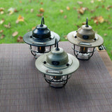 Retro LED Camping Lantern with Multiple Light Modes - USB Rechargeable, Hanging Design(black) - Side View