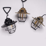 Retro LED Camping Lantern with Multiple Light Modes - USB Rechargeable, Hanging Design(black) - Top-Down View