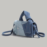 Chic Patchwork Denim Handbag - Versatile Crossbody, Shoulder & Top-Handle Bag(black) - Front View