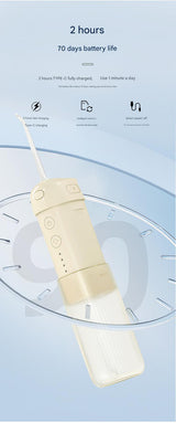 Portable Water Flosser - 70-Day Battery, 4 Modes, 5 Nozzles, IPX7 Waterproof, 200ml Telescopic Tank(white) - 45-Degree Angle