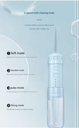 Portable Water Flosser - 70-Day Battery, 4 Modes, 5 Nozzles, IPX7 Waterproof, 200ml Telescopic Tank(Blue) - Top-Down View