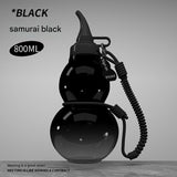 Unique Gourd-Shaped Sports Water Bottle - 800ml Tritan Material, Leakproof with Carry Strap(black)