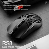 Tri-Mode Wireless Gaming Mouse - 1KHz Polling, 10000 DPI, Digital Display, Lightweight 73g(grey) - Top-Down View