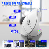 Ergonomic Vertical Wireless Mouse - 2.4G/Bluetooth, Rechargeable, RGB Light, 4 DPI Levels(white) - Side View