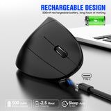 Ergonomic Vertical Wireless Mouse - 2.4G/Bluetooth, Rechargeable, RGB Light, 4 DPI Levels(black) - Top-Down View