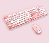 Hello Bear Wireless Keyboard and Mouse Combo - 2.4G Retro Round Keycaps(pink)