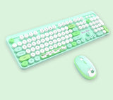 Hello Bear Wireless Keyboard and Mouse Combo - 2.4G Retro Round Keycaps(Green)