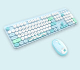 Hello Bear Wireless Keyboard and Mouse Combo - 2.4G Retro Round Keycaps(Blue)